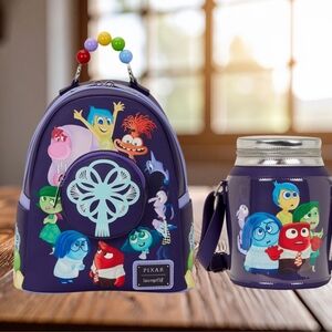 Loungefly Purple Inside Out 2  Backpack And Crossbody Set